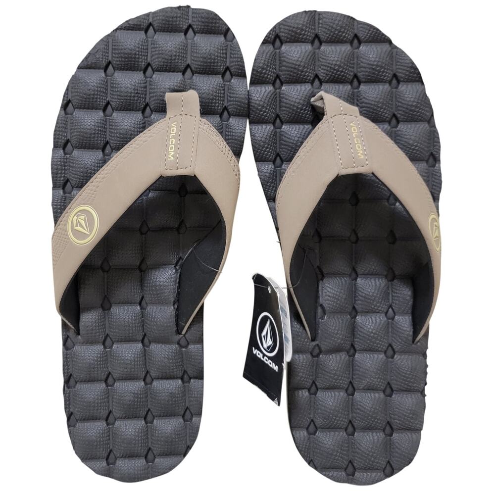Volcom Men Recliner Beach Pool Summer Flip Flop Sandals Size US 9 Khaki Brown